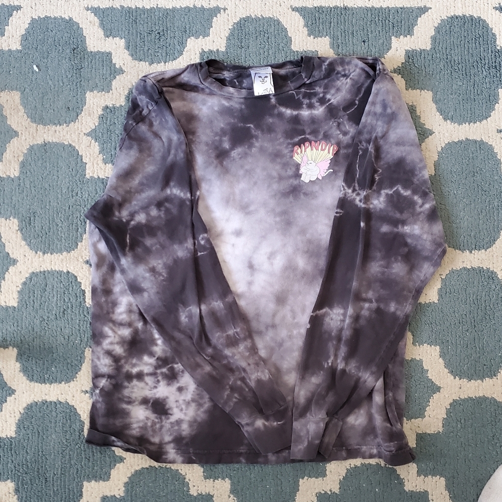 COPY - RIPNDIP nerm angel long sleeve tee. Black lighting wash. XL. Preloved <3.
